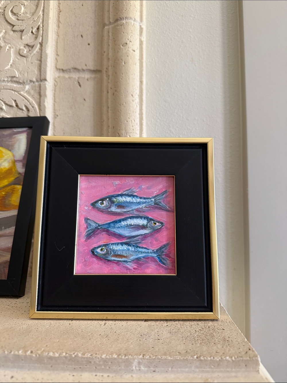 Framed Fish Artwork in Pink & Blue - Petite Aquarium Accent - Picture 4 of 4
